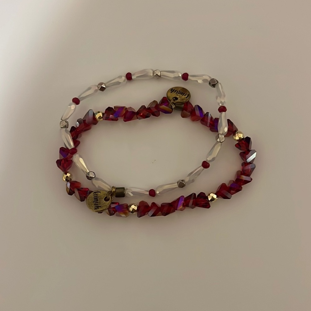 set of red and white erimish bracelets!
